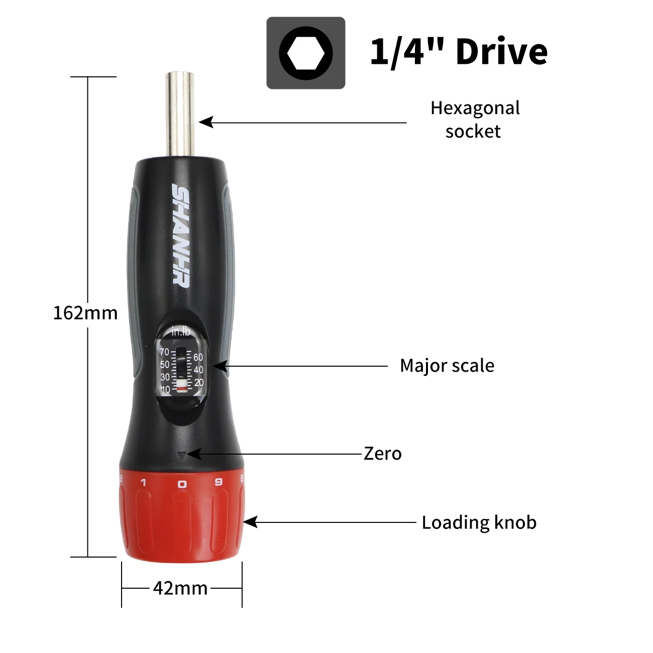 SHANHR 1/4” 드라이브 토크 렌치 드라이버 세트 10-70 인치파운드, 유지보수 및 자전거 수리를 위한 10비트 프리셋 토크 드라이버