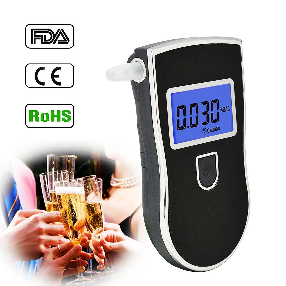 NEW Hot Selling Professional Police Digital Breath Alcohol Tester Breathalyzer AT818 Respirable Breath Ethanol Test Analyzer