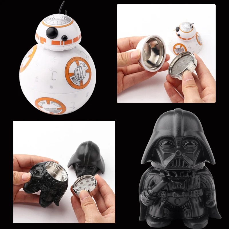 Movie Star War Robot Bb8 Soldier Darth Vader Tobacco Crusher Portachiavi Tabacco Herb Grinder Magnet Hand Muller Crusher Jewelry