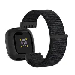 Breathable Nylon Loop Strap - Comfortable Sport Watchband - Fitbit Sense 2 (Black)