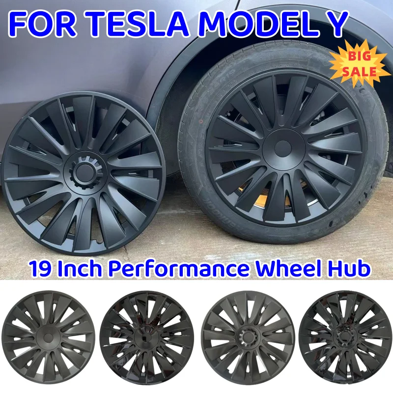 

4PCS Hub Cap Performance Replacement Wheel Cap Hubcap Full Rim Cover Accessories for Tesla Model Y 19-Inch 2018-2023