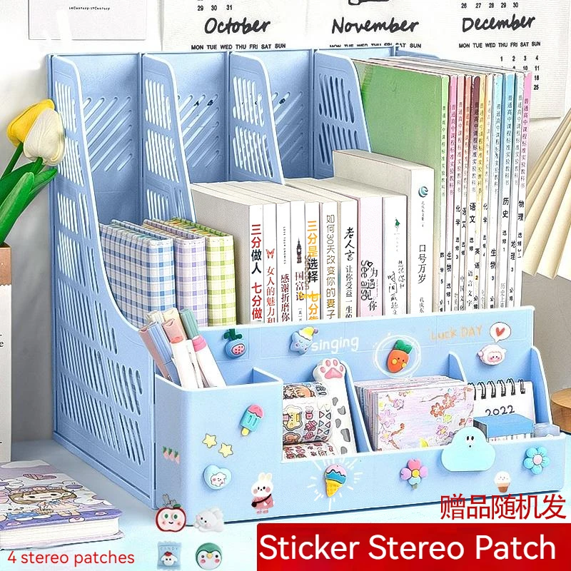 Multifunctional Bookstand Folder Storage Box With Pen Holder Simple File Racks Book Stand Office Organize Desktop Rack Organizer storage box,storage racks,magazine holder,file organizer,pen holder organizer