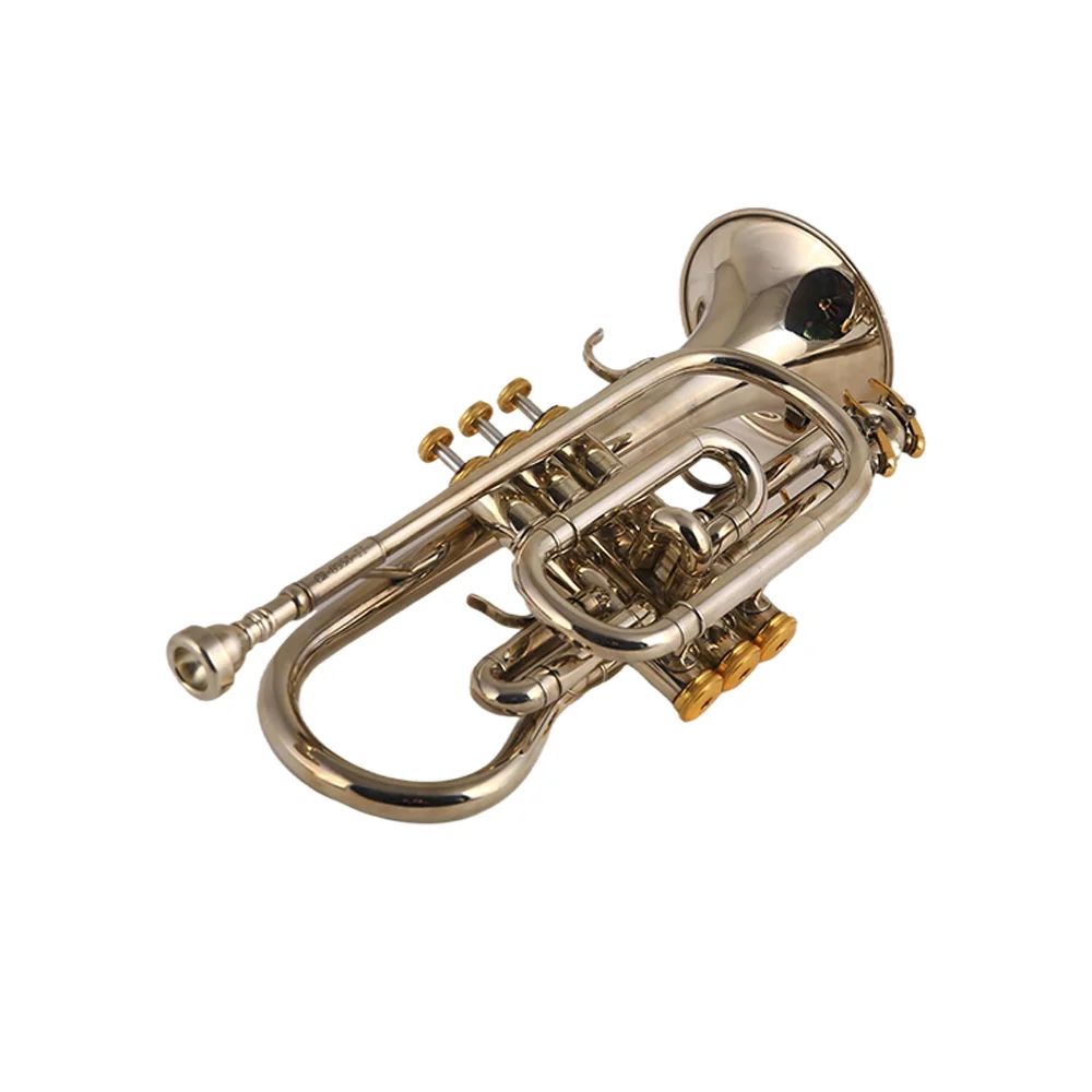 Good quality Japanese style Silver plated / gold lacquer / nickel plated yellow brass bell Eb tone piston Cornet