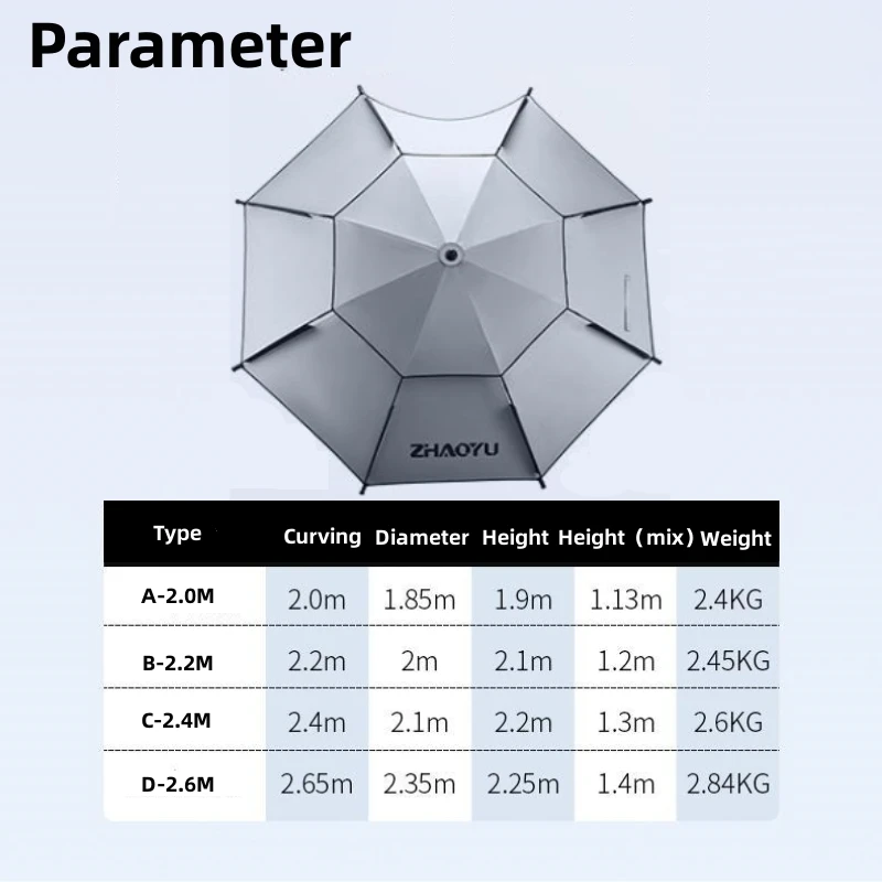 Outdoor Fishing Umbrella 2.0/2.2/2.4/2.6M Adjustable Folding