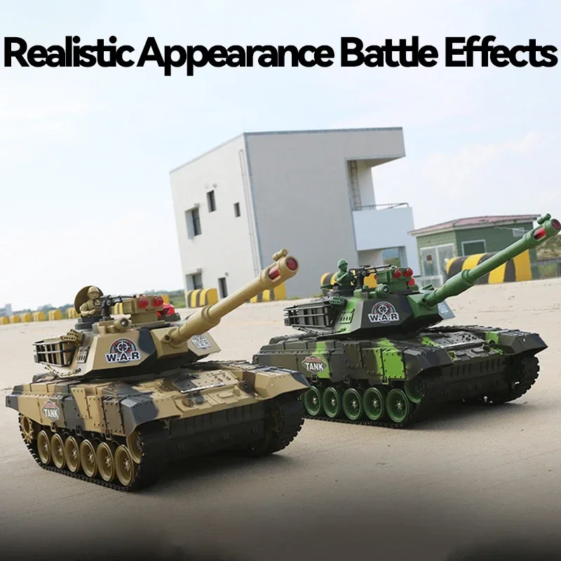 44CM Remote Control Tank 2.4G Large Rc Tank Military Vehicles Battle Fight Launch Off-Road Crawler Electric Toys for Kids Gift