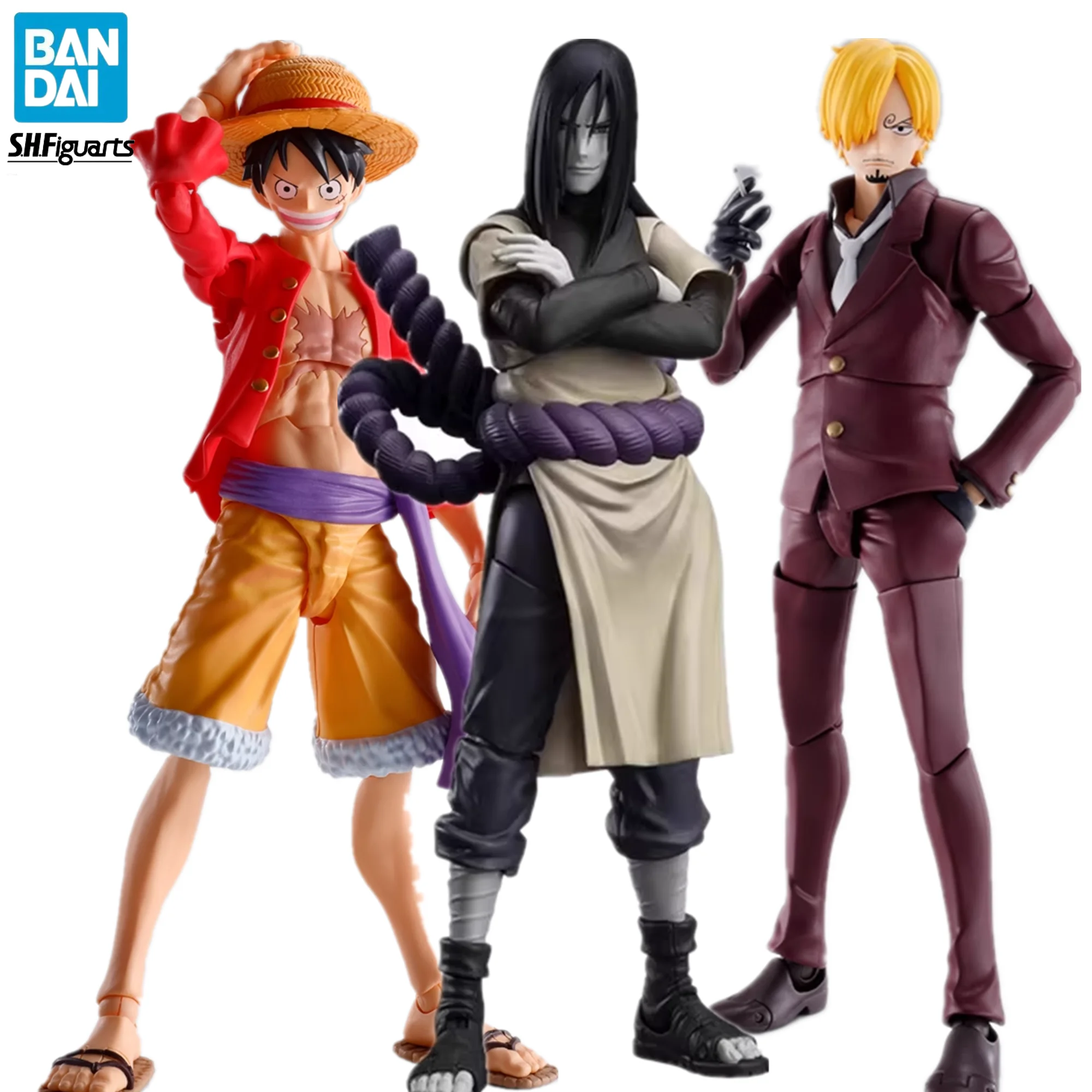 

Фигурки героев аниме Bandai S.H. Фигуртс, оригинальные, цельнокроеные, D Luffy Sanji Orochimaru Naruto, игрушки, 145 мм, ПВХ, подарок для детей на Рождество