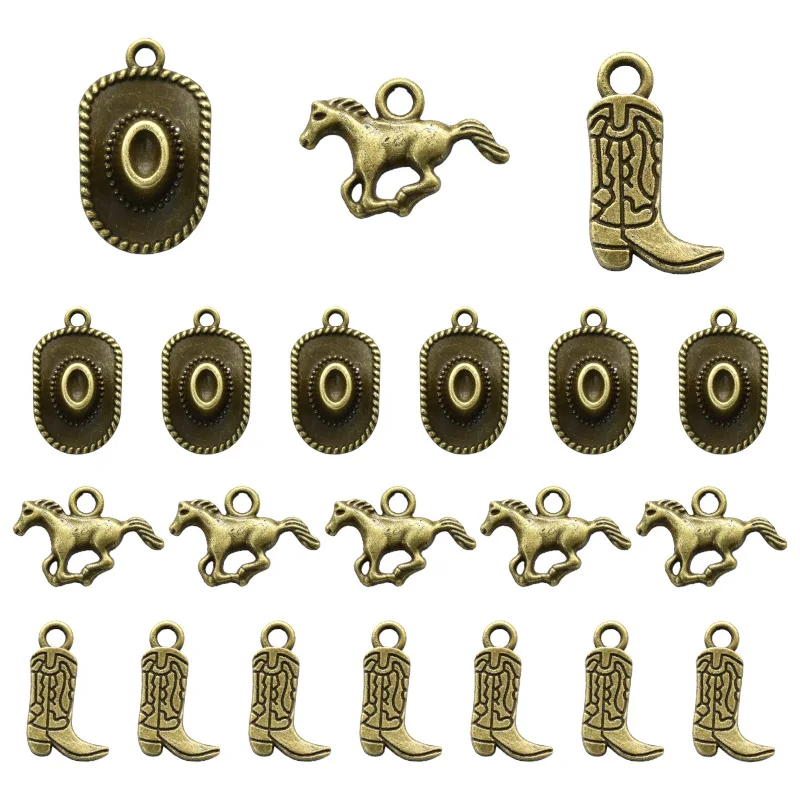 Braccialetti Elasticizzati Cowgirl Per Donne – Set Bohémien Con Perline Turchesi E Ciondoli Stivale E Cappello - 3