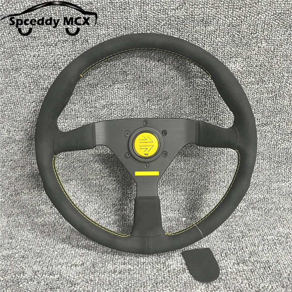 新品・未使用 MOMO スタイル スエード革 ステアリング 14インチ 35cm イタリアスタイル Mo スエードレザーステアリングホイール 14 インチ