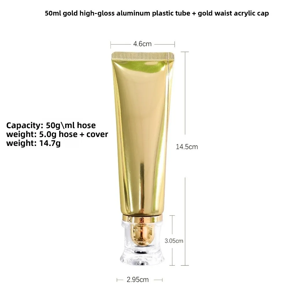 50ml Squeeze Tubes Empty Refillable Cosmetic Containers Plastic Gold Silver Travel Bottles For Facial Cleaner Lotion Hand Cream