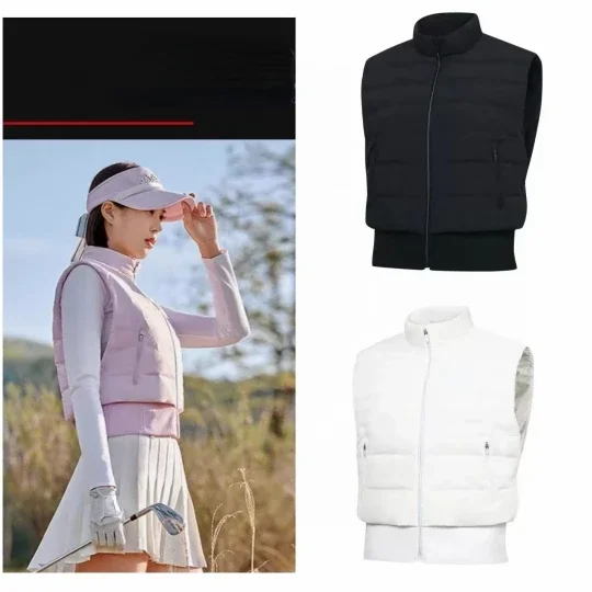 

High-end Golf Clothing New Women's Down Vest Slimming Warm and Thickened Standing Collar with Waistband Vest Down Coat