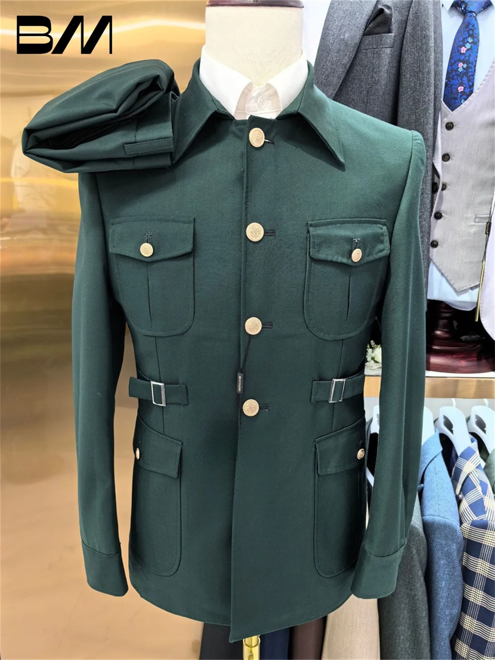 BRLMALL-Men's Suit set For Formal Office Meeting Handsome Wedding Suit Host Party Suit Blazers Pant Vest Fashion Printed Suit