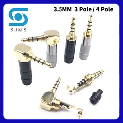 Gold plated Stereo with Clip 3.5 mm 3 Pole 4 Pole Repair Headphone Jack Plug Cable Audio Plug Jack Connector Soldering DIY 6MM