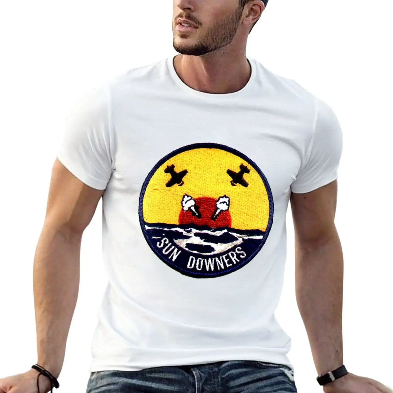 

New VF-111 Sundowners T-Shirt summer clothes Short sleeve plus size t shirts plain black t shirts men