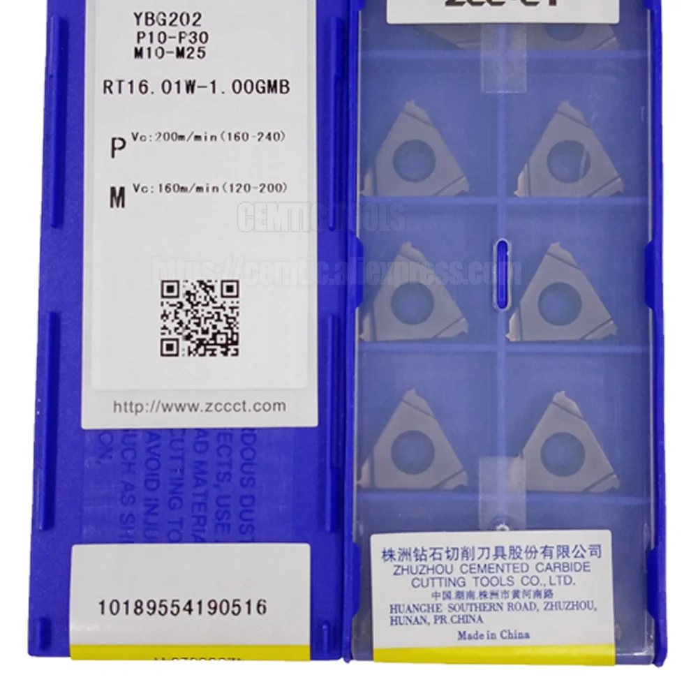 

ZCC RT16.01W 10pcs/lots YBG202 RT16.01W-1.00GMB YBG205 CnC Carbide Threading Inserts