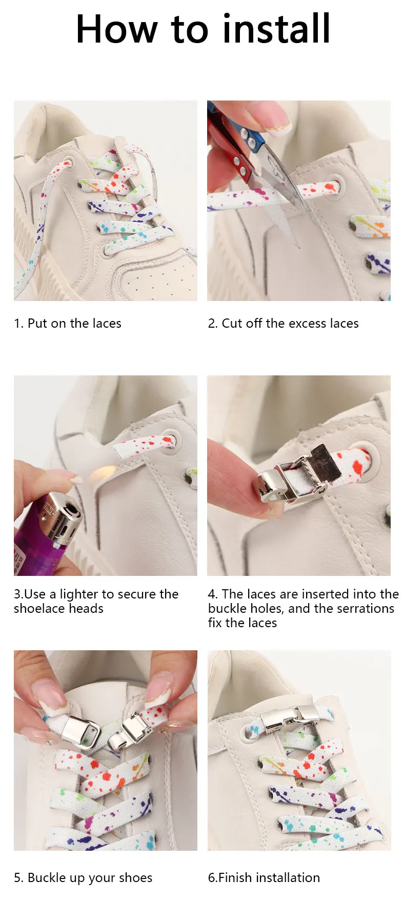 Neue Schnürsenkel ohne Binden für Sneaker, elastische flache Schnürsenkel, perfekte Wahl für Sportbegeisterte, bequeme Gummibänder für Schuhe. – Detail 7