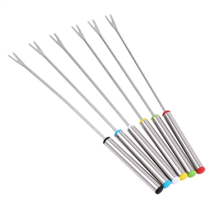 

Set Stainless Steel Chocolate Fork Cheese Pot Hot Forks Fruit Dessert Fork Fondue Fusion Skewer Kitchen Tools