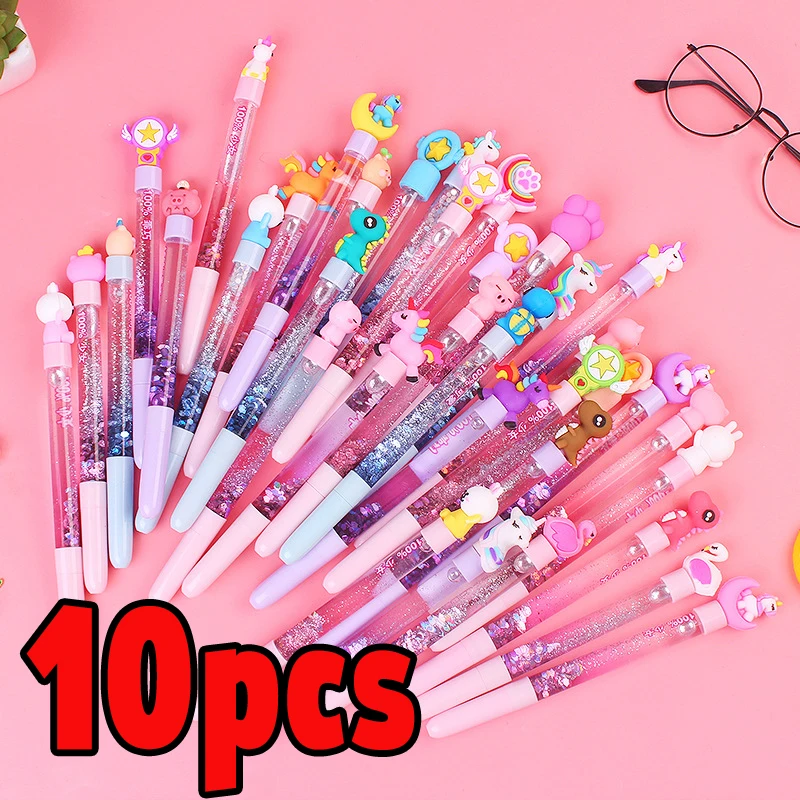 10pcs Magic Wand Ballpoint Pen Little Fairy Pen Colors Crystal Liquid Quicksand Creative Office 0.5mm Writing School Supplies