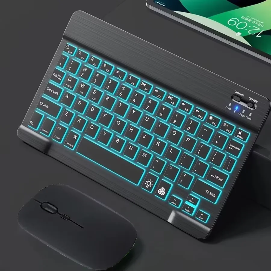 10-inch Wireless Backlit Bluetooth Keyboard and Mouse for Multi-Device Compatibility