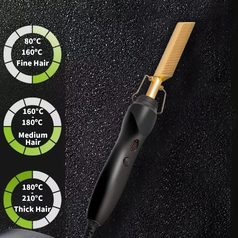 2 in 1 Hot Comb Hair Straightener Flat Irons Straightening Brush Heating Comb Hair Straight Styler Curler peigne chauffant