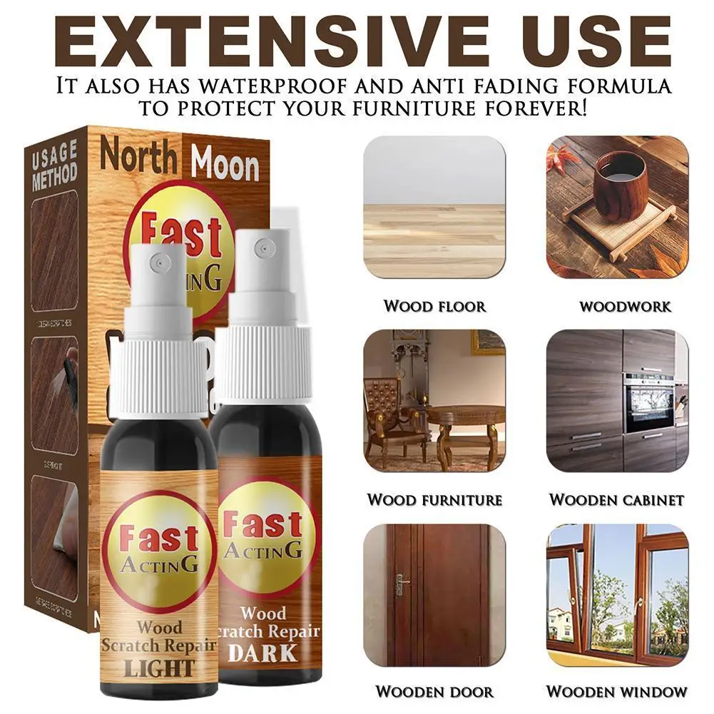 2pcs Wood Scratch Repair Kit Scratch Color Repair Spray 2pc Instant Fix