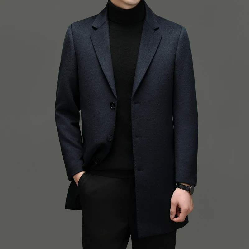 

New Fashion Casual in The Long Wool Cashmere Winter Korean Version of Gentleman Slim-fit Formal Business British Style Coat Coat