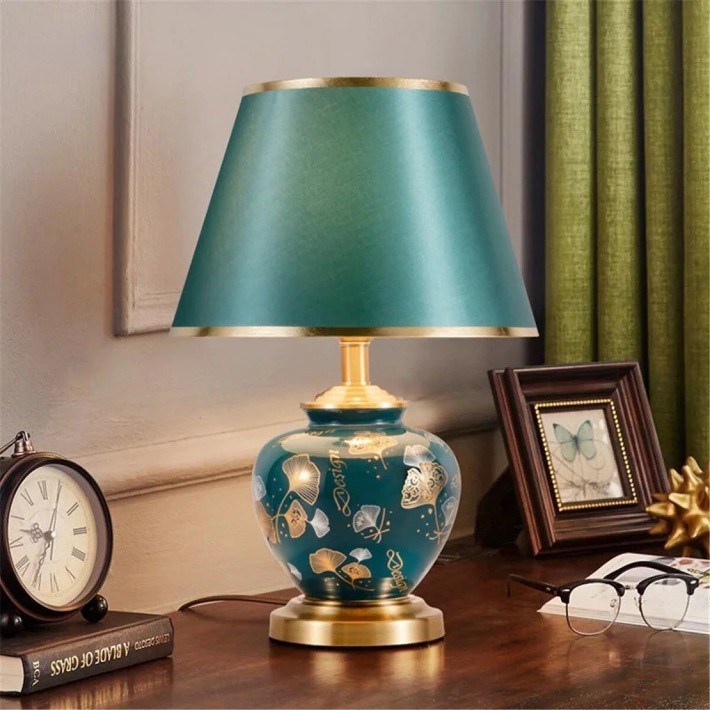 American Vintage E27 Colored Ceramic Desk Lamps Modern Home Bedroom Bedside Decorative Lamps Creative Dining Table Lights