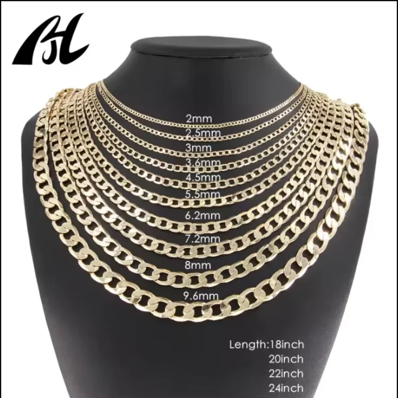Высококачественная кубинская звеньевая фуреро 14k18k с золотым покрытием, широкая длина, женская