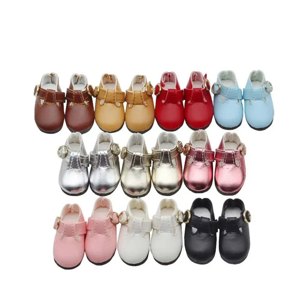 PU Leather 4.6cm Colorful Shiny Sneakers Shoes Doll Lightweight Doll PU Leather Shoes Cute 1 Pair Leather Boots Kids Gifts