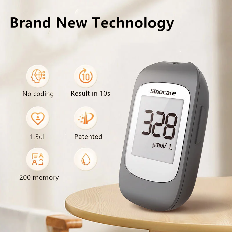 Sinocare UA-I Uric Acid Monitor Lancet Test Strips Household Uric Acid Meter used to Gout Tester Device