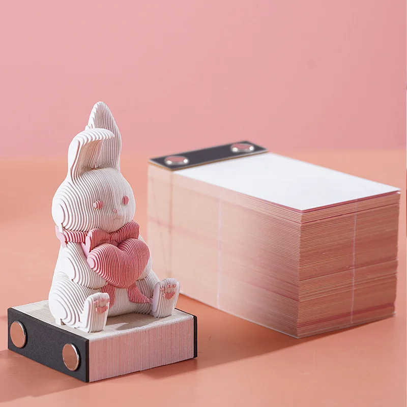 3D Calendar Cute Rabbit Memo Pad Notes Notepad Desk Calendar Art Decoration For Girl Panda Paper Sculpture Birthday Gift 3d calendar notepad