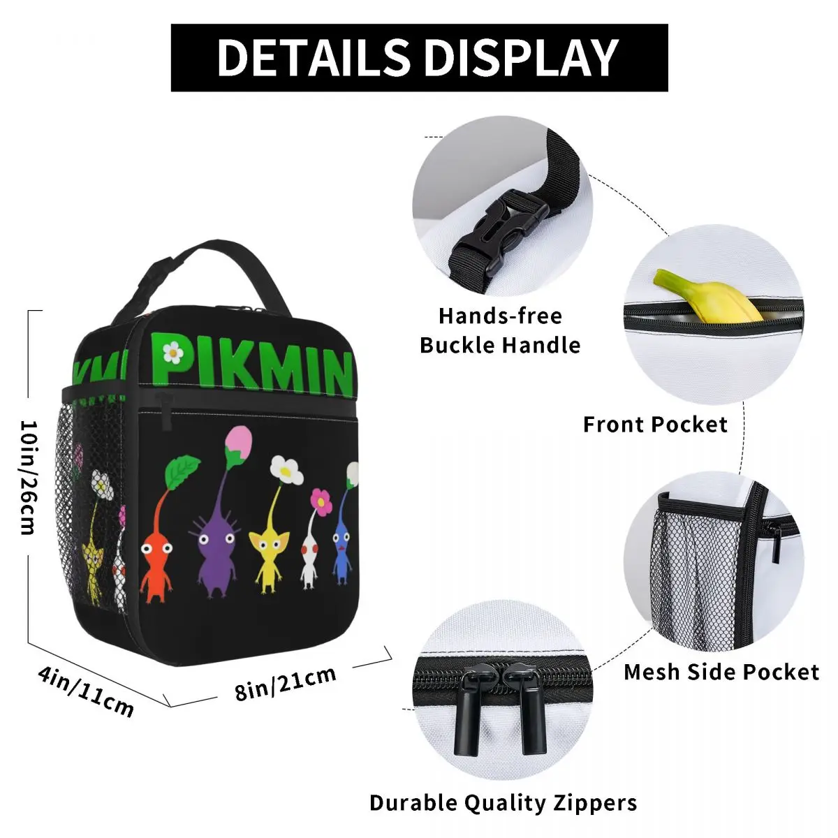 Pikmin Green Product Insulated Lunch Bag For School Office Novelty Food Box Portable Cooler Thermal Bento Box