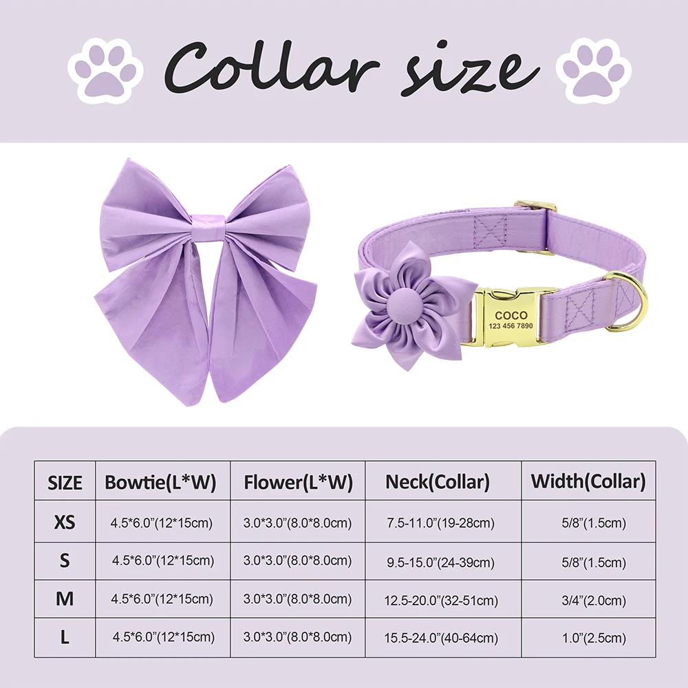 Personalized Dog Collar Cute Bowknot Dogs Necklace Free Engraved ID Collars With Bow Tie Flower Accessories For Small Large Dogs hunting dog collars	
