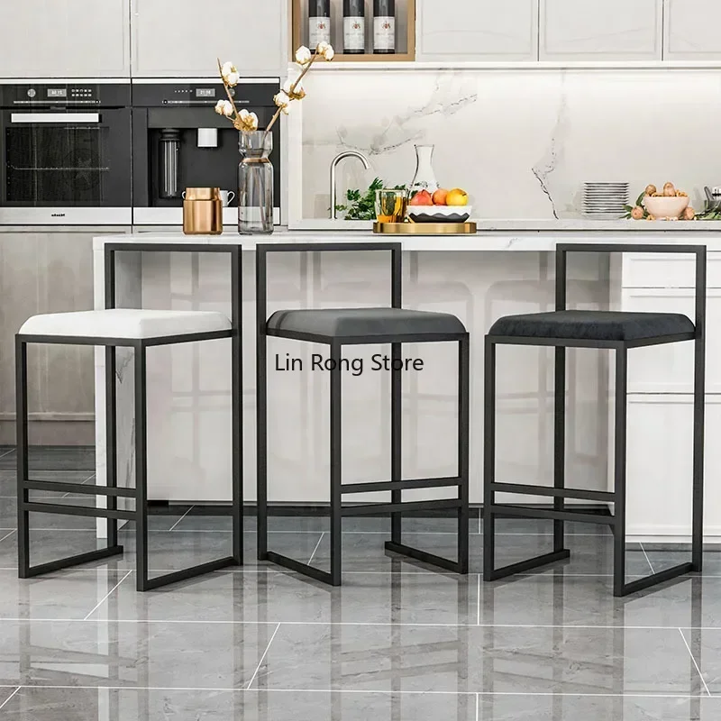 Bancos Para Bar Chair Modern Bar Stools Industrial Style Counter Stool Nordic Backrest Banquet Kitchen Silla De Bar Furniture