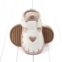 Pudcoco Baby Girls Sandals Summer Soft Sole Heart Cutout Princess Flats Walking Shoes for Toddler Newborn Infant 0-18M 4