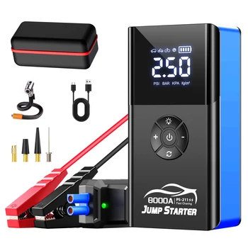 8000amp 180psi Auto Jumper Super Compressore Portatile 12v Batteria Booster Gonfiatore per Pneumatici 8000a Jump Starter Powerbank Con Pompa Ad Aria