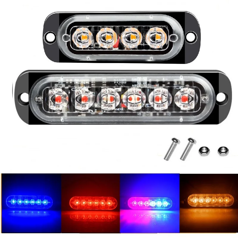 

6LED 4LED Car Strobe Warning Light Grill Flashing Breakdown Emergency Light 12V Car Truck Trailer Beacon Lamp LED Side Light