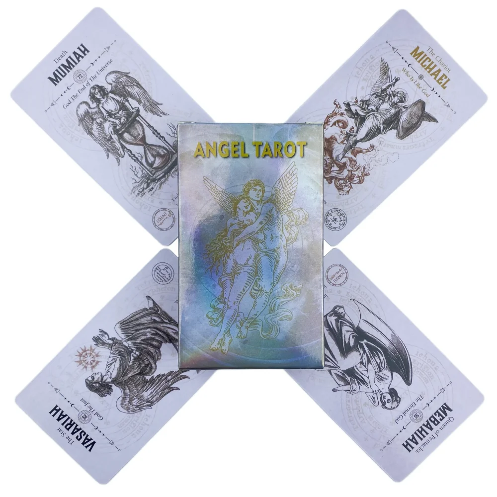 78PCS Tarot Cartes Tarot De Divination De Prévision du Destin Mystique Jeu  De Cartes The Angels Tarot Divinatoire Version Anglaise Carte Tarot pour Le