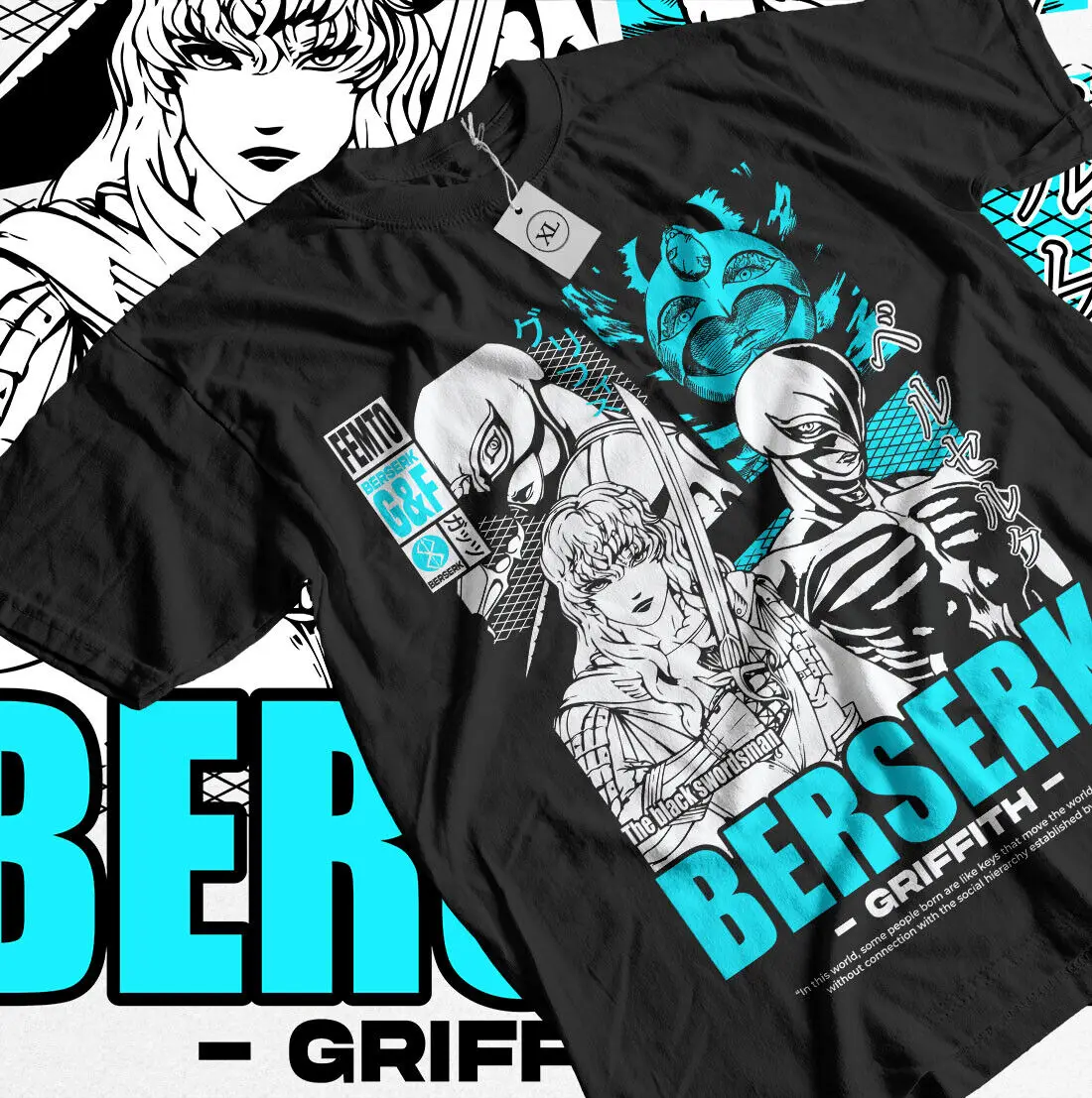 Футболка Berserk Гриффит, японское аниме полоса, броня, страшное оформление