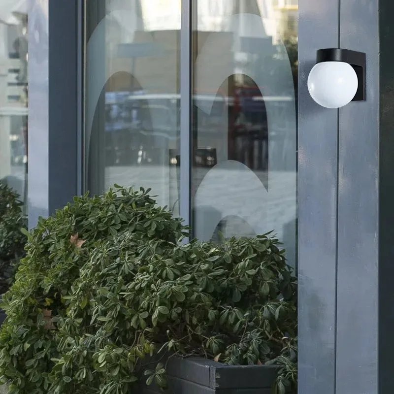 Simple Design Loft Led Outdoor Porch Light Apply for Home E27 Base Type Ball Black Style Lampshade Outdoor Decorative Lighting