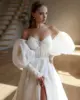 Detachable Long Puff Sleeves Sweetheart Lace Applique Bridal Grown Custom Made Formal Bridal Grown 2024 Vestido De Noival 3