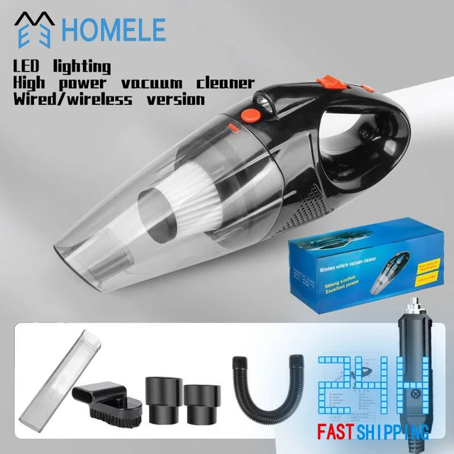 Car Vacuum Cleaner High Power Suction Handheld Vacuum For Car Led Light Wet  Dry