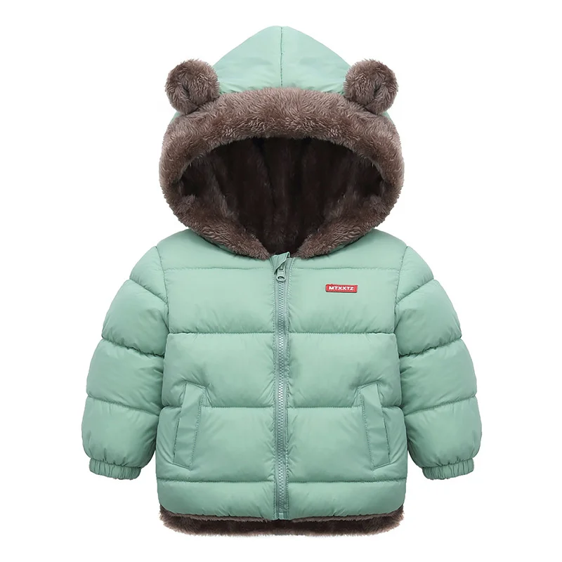 Kids Lambswool Cotton Coat Winter Keep Warm Hooded Solid Boys Girls Fleece Jacket Fashion Children Clothes Outerwear 2-6yrs