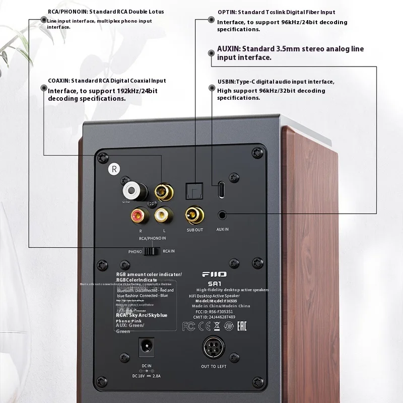 FiiO SA1 HiFI desktop active speaker 31 segment high-precision lossless PEQ support LDAC high-definition Bluetooth APP