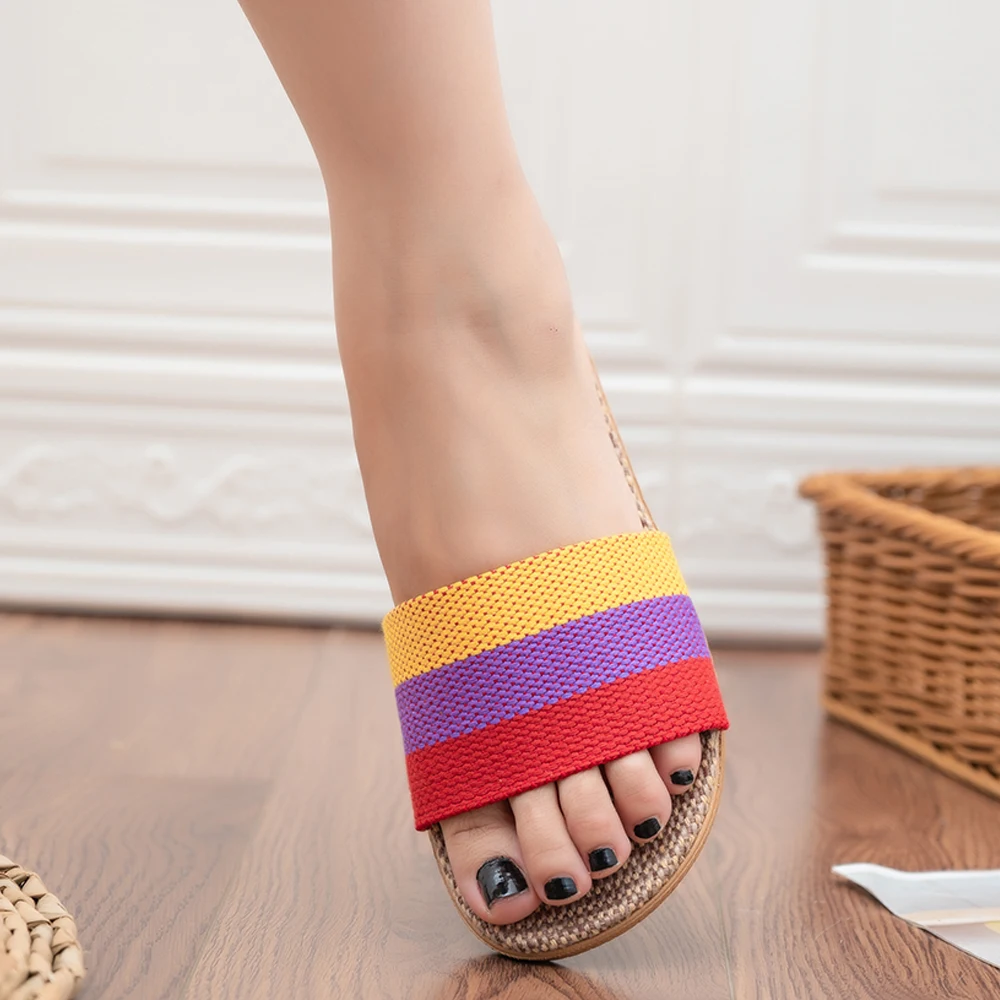 Summer Linen Women's Lightweight Flat Sandals - Casual Home Slippers with Free Shipping