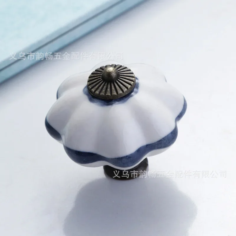 ידית קרמיקה דלעת אמריקאית לגינה, ידית קרמיקה מצוירת ביד, ידית ארון דלת מגירה ידית רהיטים 40 מ"מ