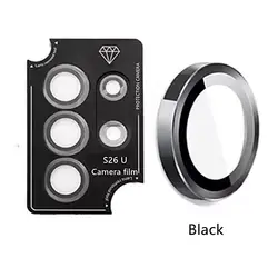 Metallic Luster Lens Protector Cover with Auxiliary Positioning Tool - S26 Ultra (Black)