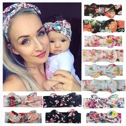 2Pcs/Set Mom & Baby Headbands Mother Newborn Turban Headwear Bows Hairband Floral Parent-Child Hair Accessories Girls Hairband