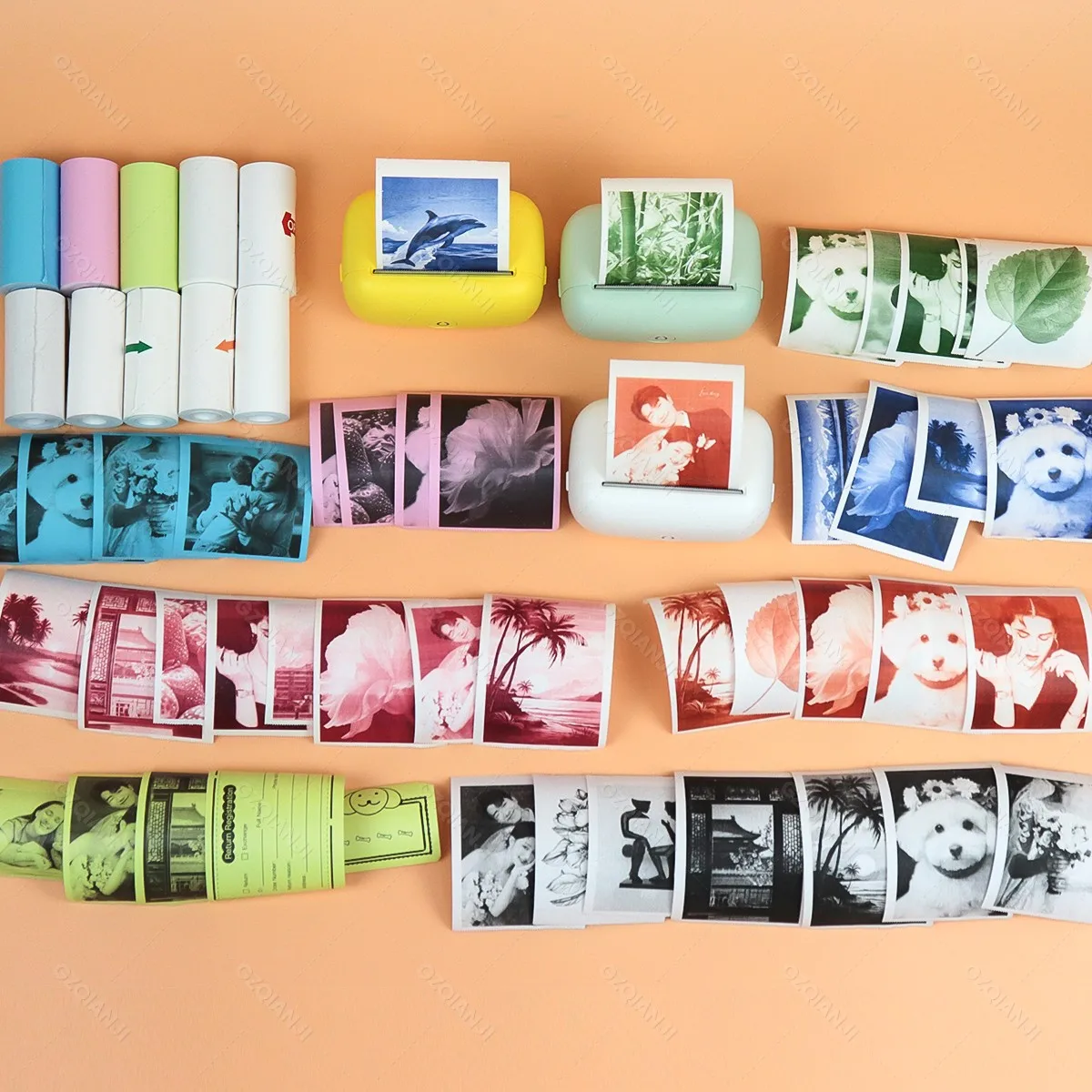 304DPI Pocket Thermal Printer Bluetooth Mini Portable Photo Printer Wireless iOS Android Printing & 57mm White Color Paper Rolls