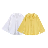 Chemise ample décontractée pour femmes, pour printemps/été 2025, col, boutons, manches larges, Style de vacances minimaliste 1