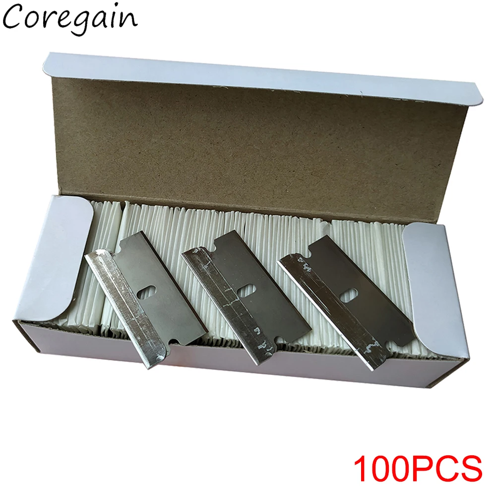 Razor Scraper Blades Plastic Blade Replacement 100pcs for Car Sticker Remover Decals Window Glass Clean Scraper Glue Remover razor blade scraper razor blade scrapers glue removal scraper
